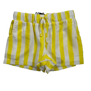 Someone Kids Stripe Shorts 140/10 Yellow/White Vertical Elastic Waist New